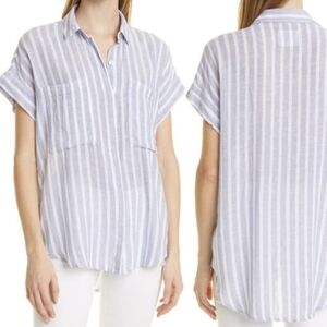 Rails Cito Light Blue and White Striped Linen Button Down Shirt